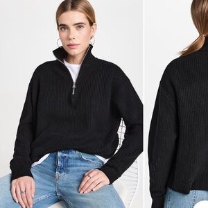 Jenni kayne cashmere half zip in black